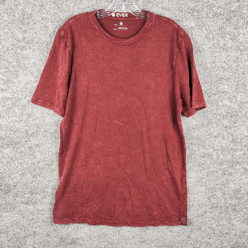Ever Shirt Mens Medium Red Garment Dyed Crewneck Tee Made In USA Jersey